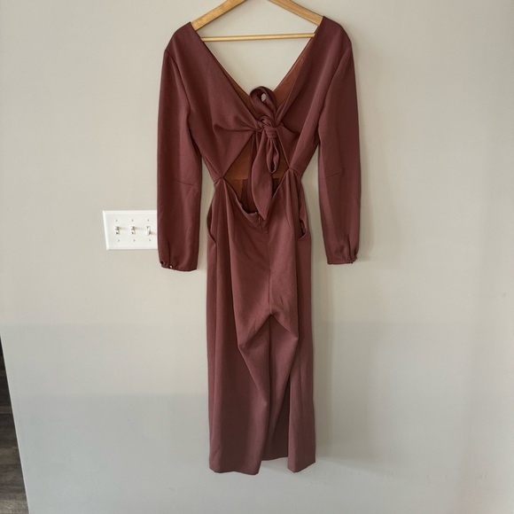 Wilfred ÉCOULEMENT Tie-Back Open Back Jumpsuit with Sleeves - Rust - Picture 2 of 15